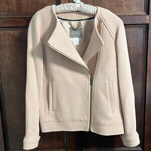 J CREW DOUBLE CLOTH MOTO JACKET IN BEIGE STONE